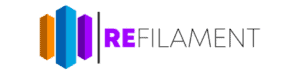re-filament logo in orange blue purple
